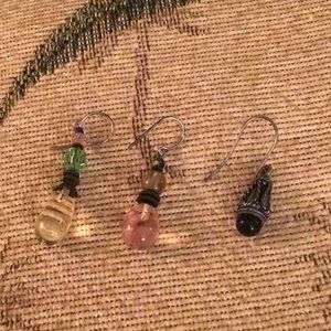 Vintage Glass vintage Bundle single pierced earrings stones beads (3)